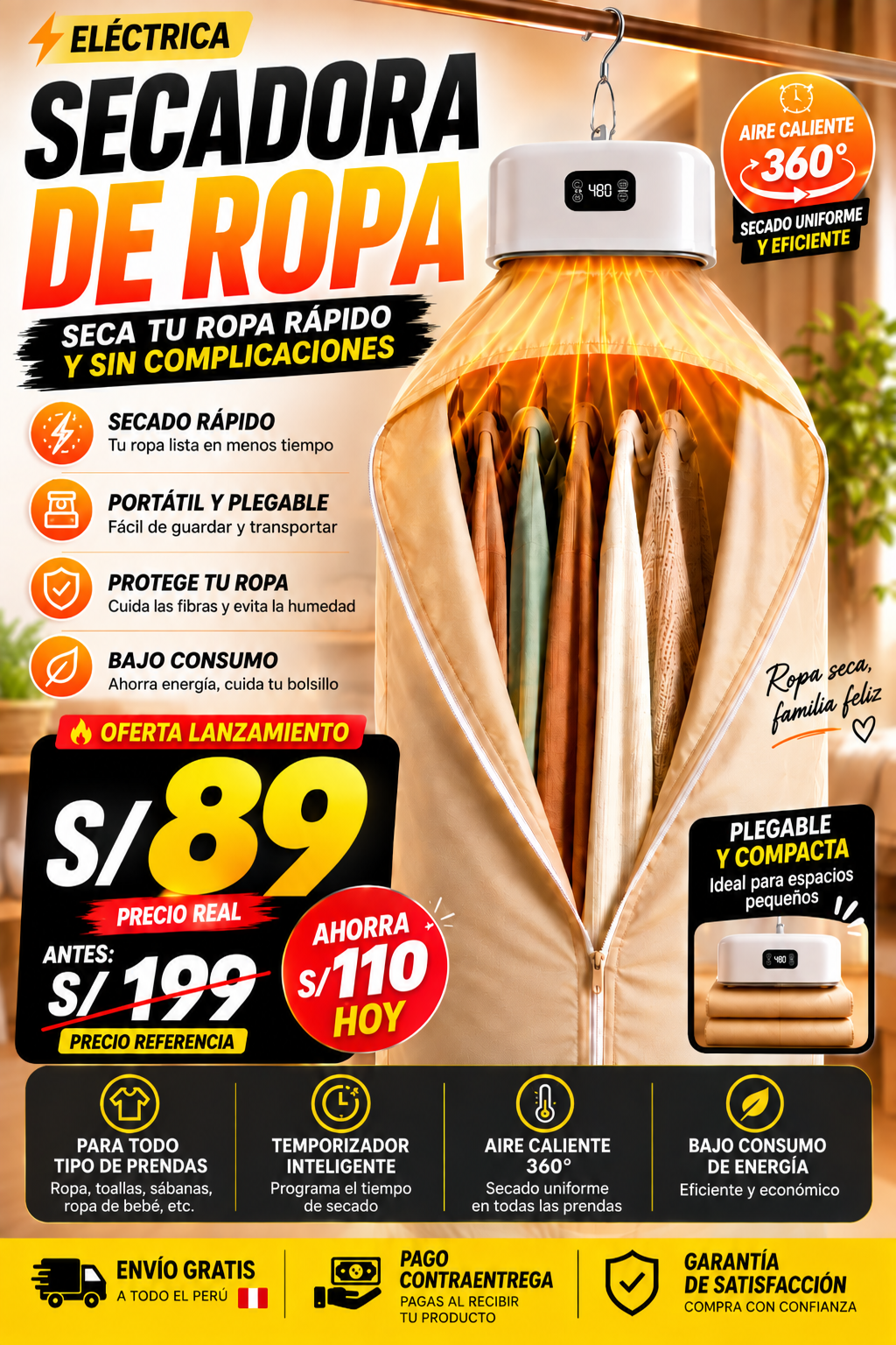secadora de ropa portátil